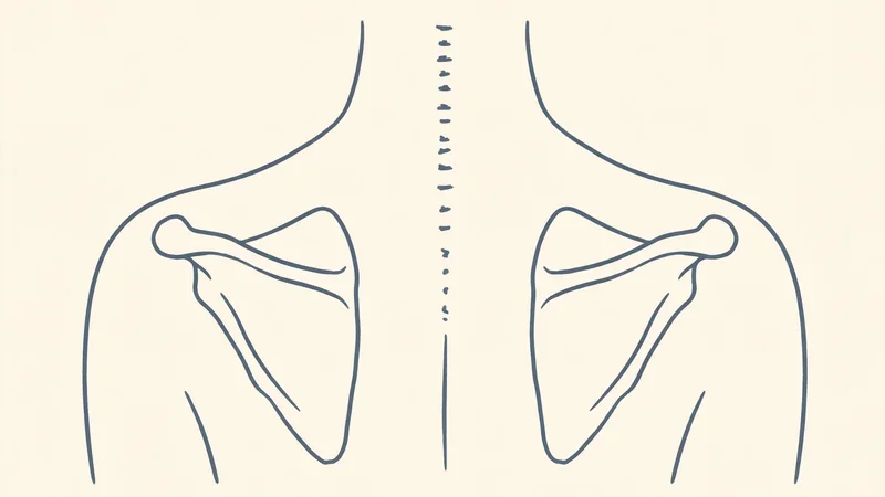 A simple line drawing of an upper back showing the shoulder blades, on a plain light background