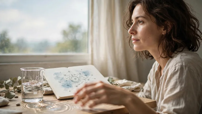 A calm person sitting by a window, looking thoughtful in soft daylight